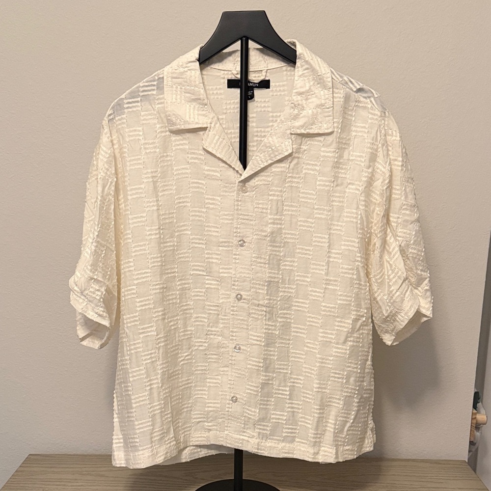 Fashion Nova Cream Textured Men's Shirt